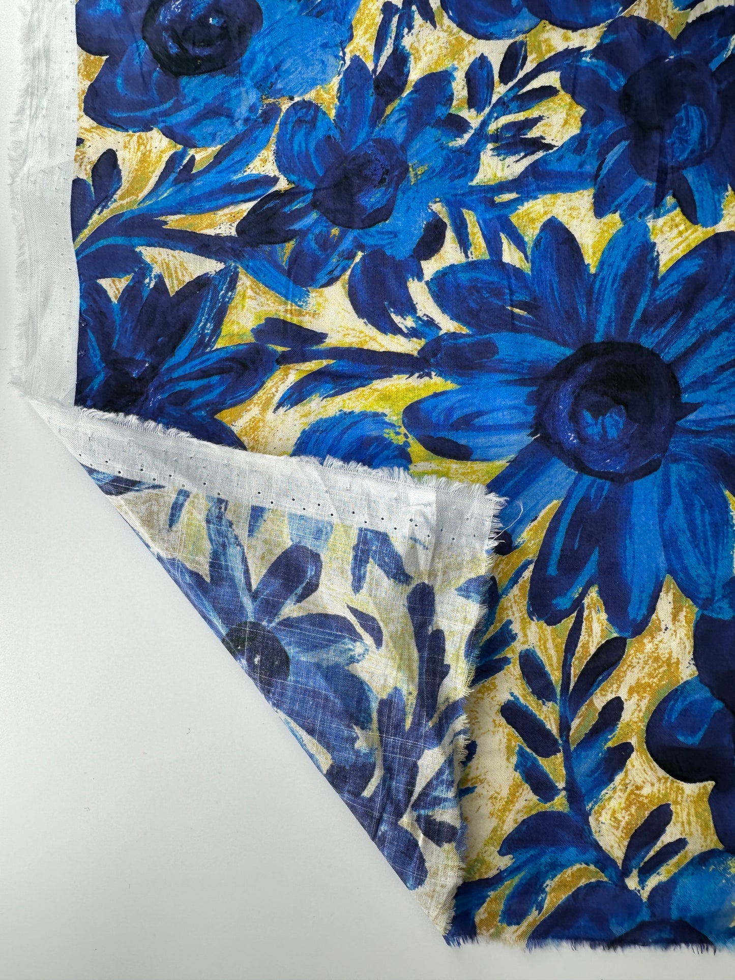 Cotton Poplin, Blue Floral Print