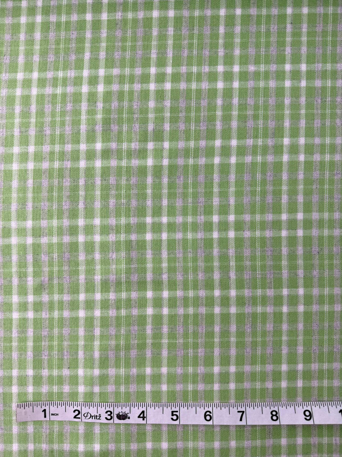 Cotton Flannel, Plaid with Heather Yarn - Leaf Green