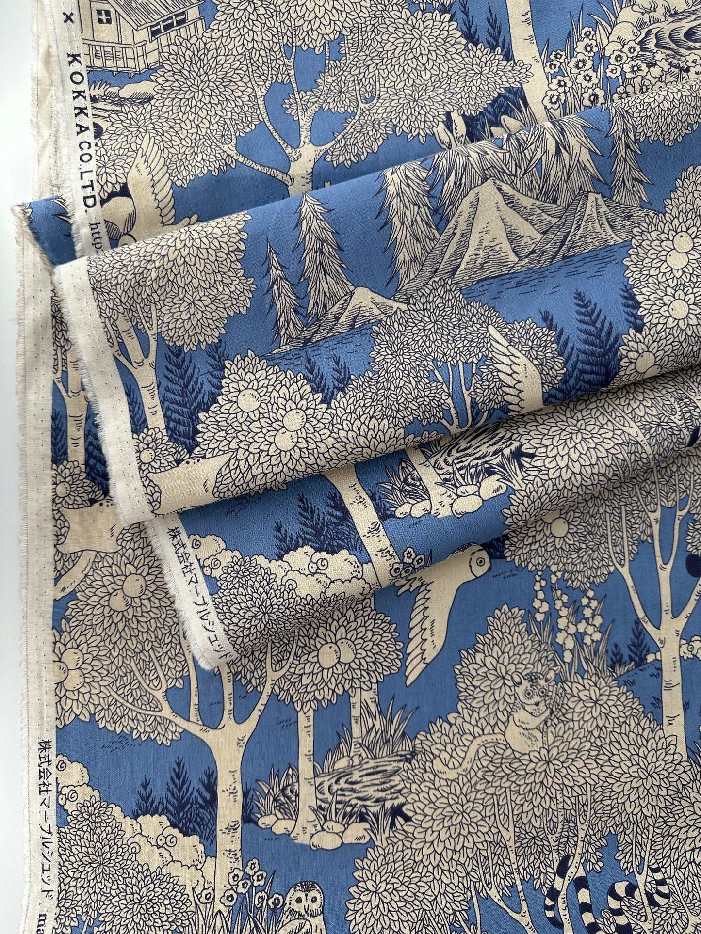 Japanese Cotton/Linen Sheeting, Forest Dot