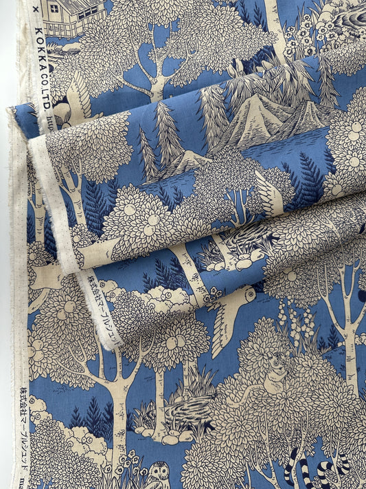 Japanese Cotton/Linen Sheeting, Forest Dot