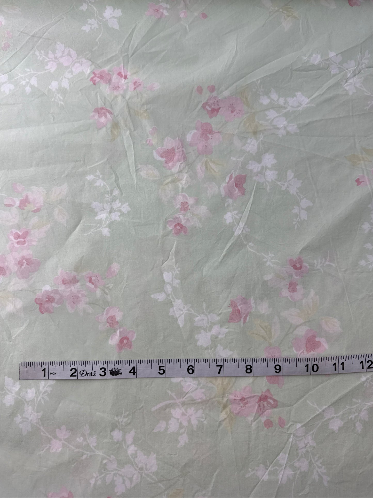 Cotton Poplin, Floral Print, Mint & Pink