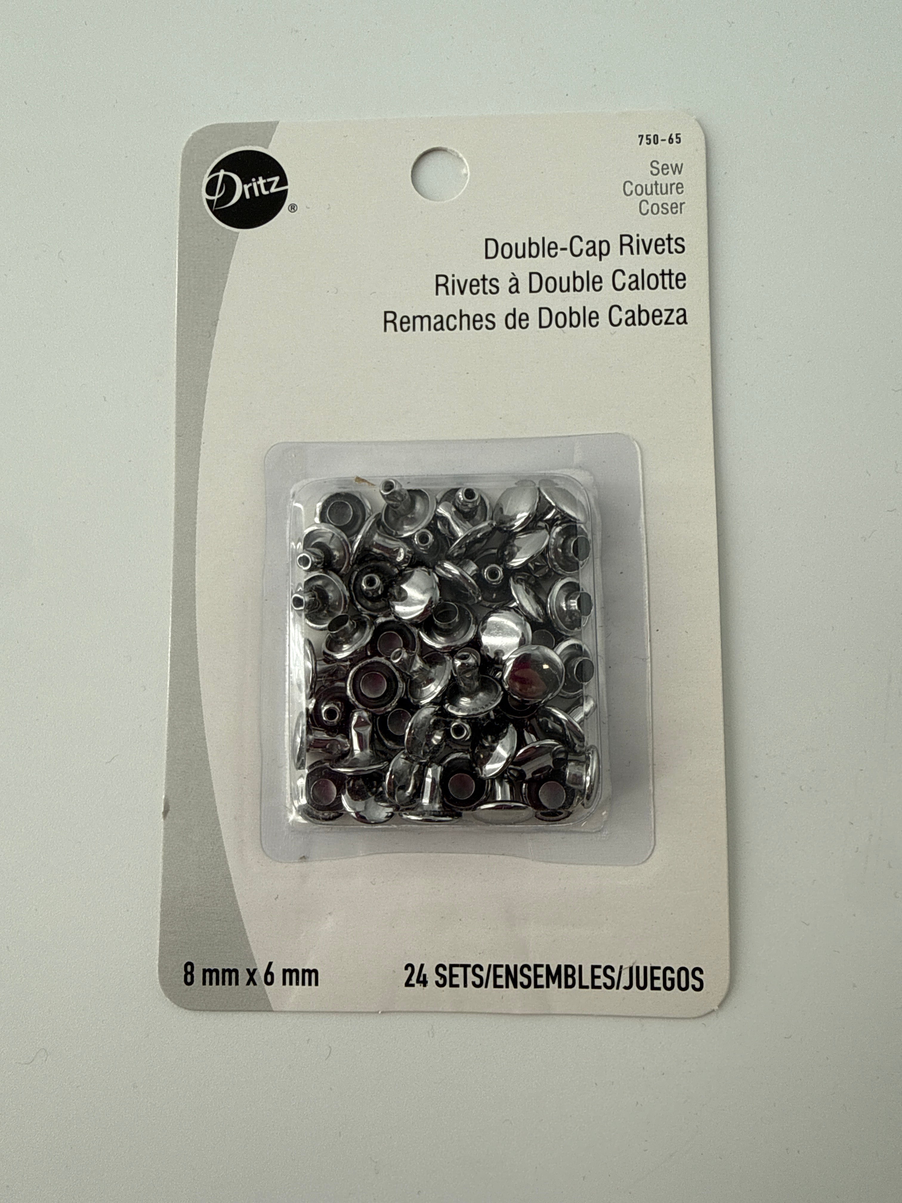Double Cap Rivets, 8mm, Nickel, 24 sets – Fiber Snob