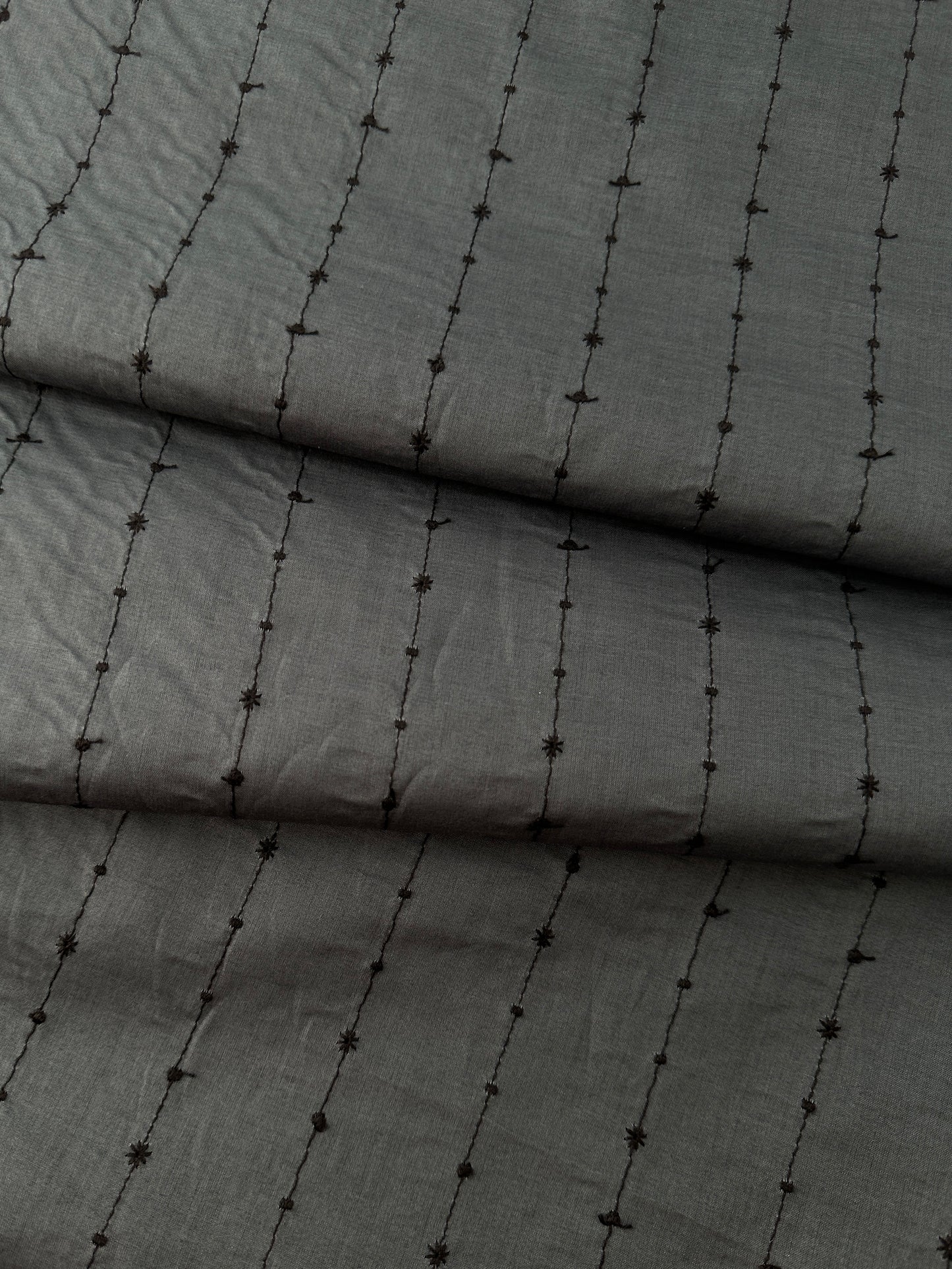 Japanese Embroidered Cotton, Vertical Stripe – Charcoal Gray