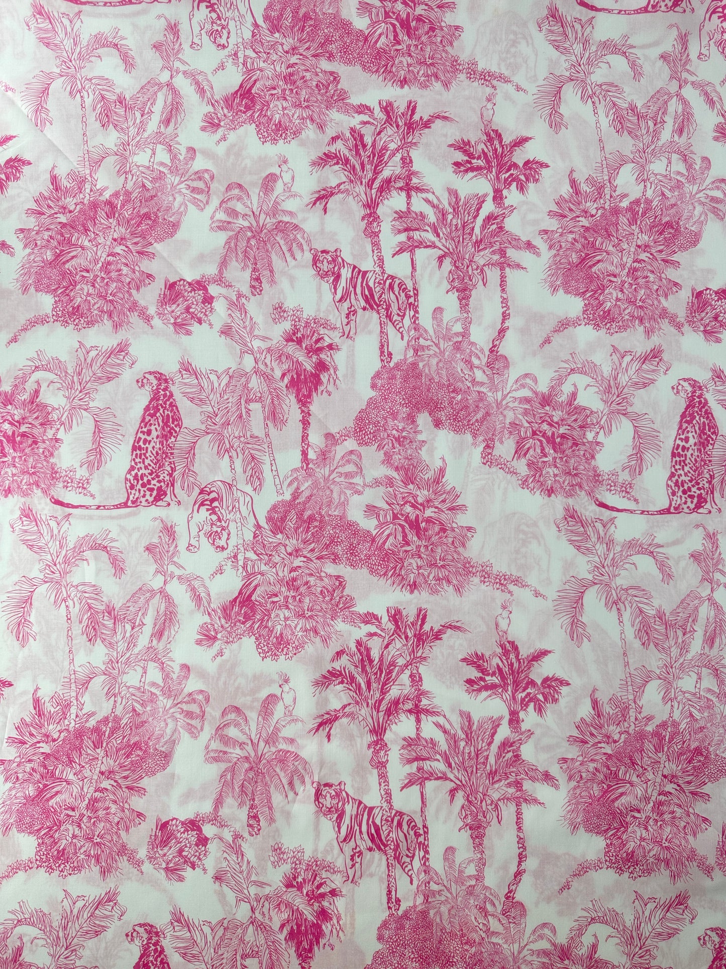 Italian Cotton Lawn, Tropical Toile, White & Bright Pink, 2 oz