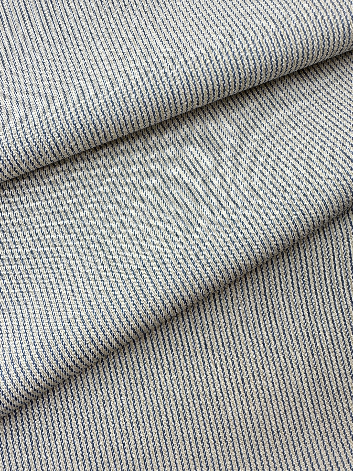 Cotton Mini Railroad Stripe, Beige/Indigo Blue, 4.7 oz
