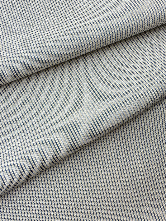 Cotton Mini Railroad Stripe, Beige/Indigo Blue, 4.7 oz