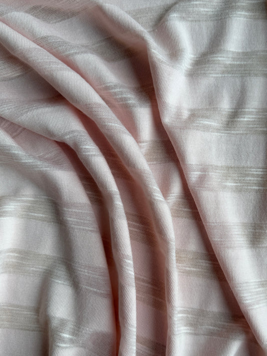 Rayon/Spandex Single Jersey Burnout Stripe, Bubblegum Pink, 200gsm
