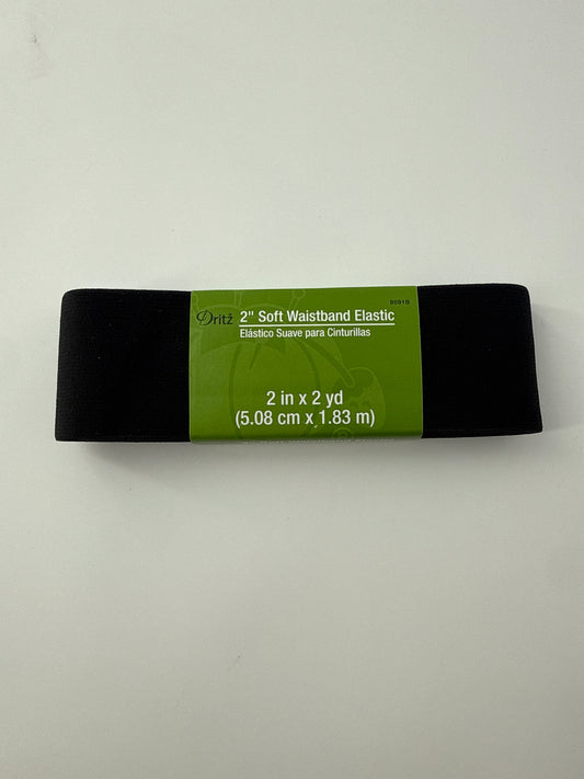 Waistband Elastic, 2", Black, 2 yd pack