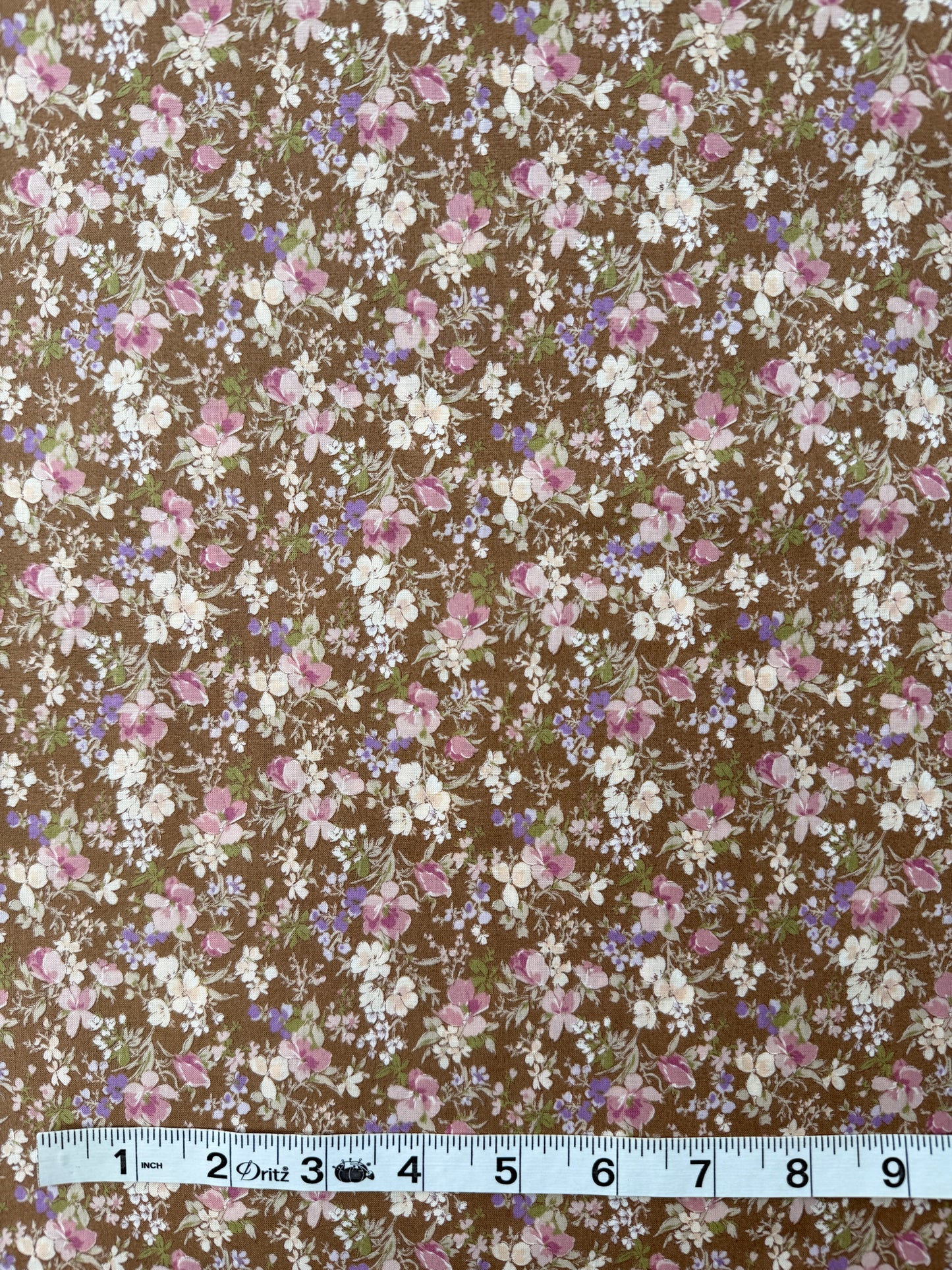 Sevenberry Cotton Lawn, Nostalgic Floral - Cocoa
