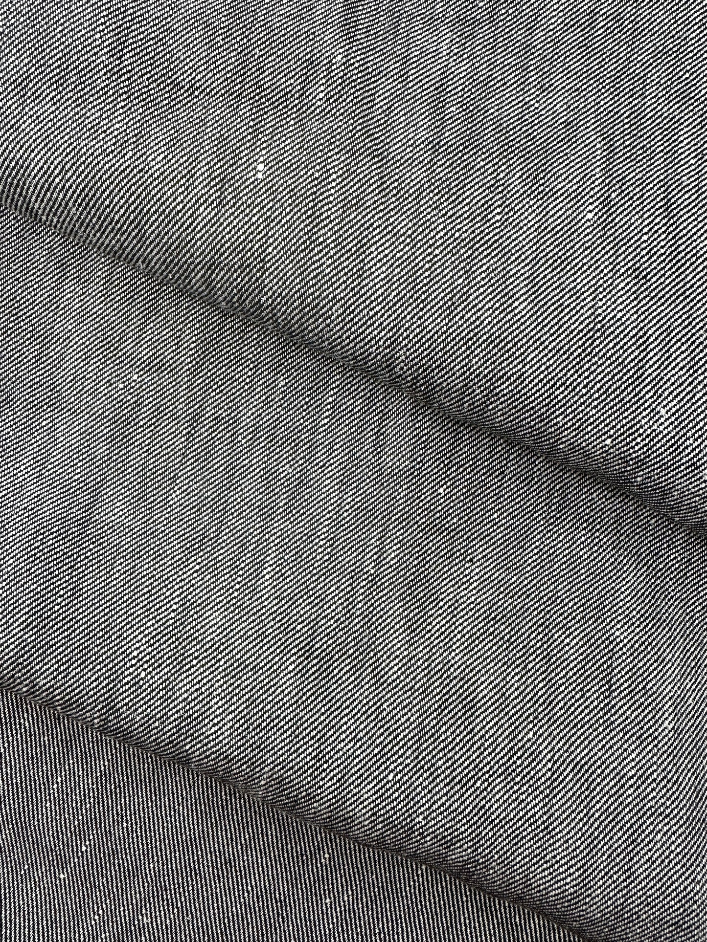Linen Yarn Dye Twill, Black/Natural