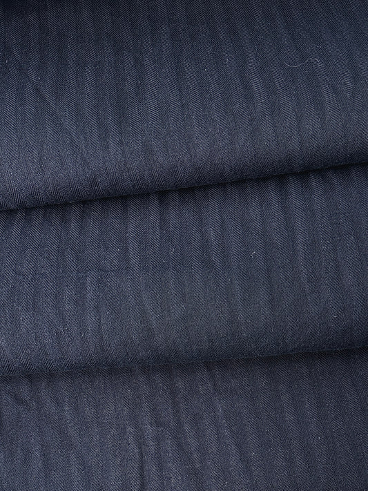 Cotton Tonal Stripe, Herringbone, Navy