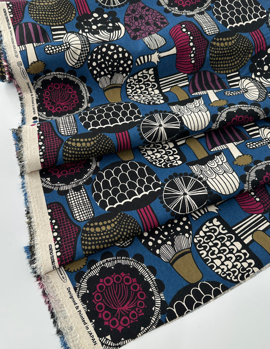 Japanese Cotton/Linen Canvas, Mushroom Print