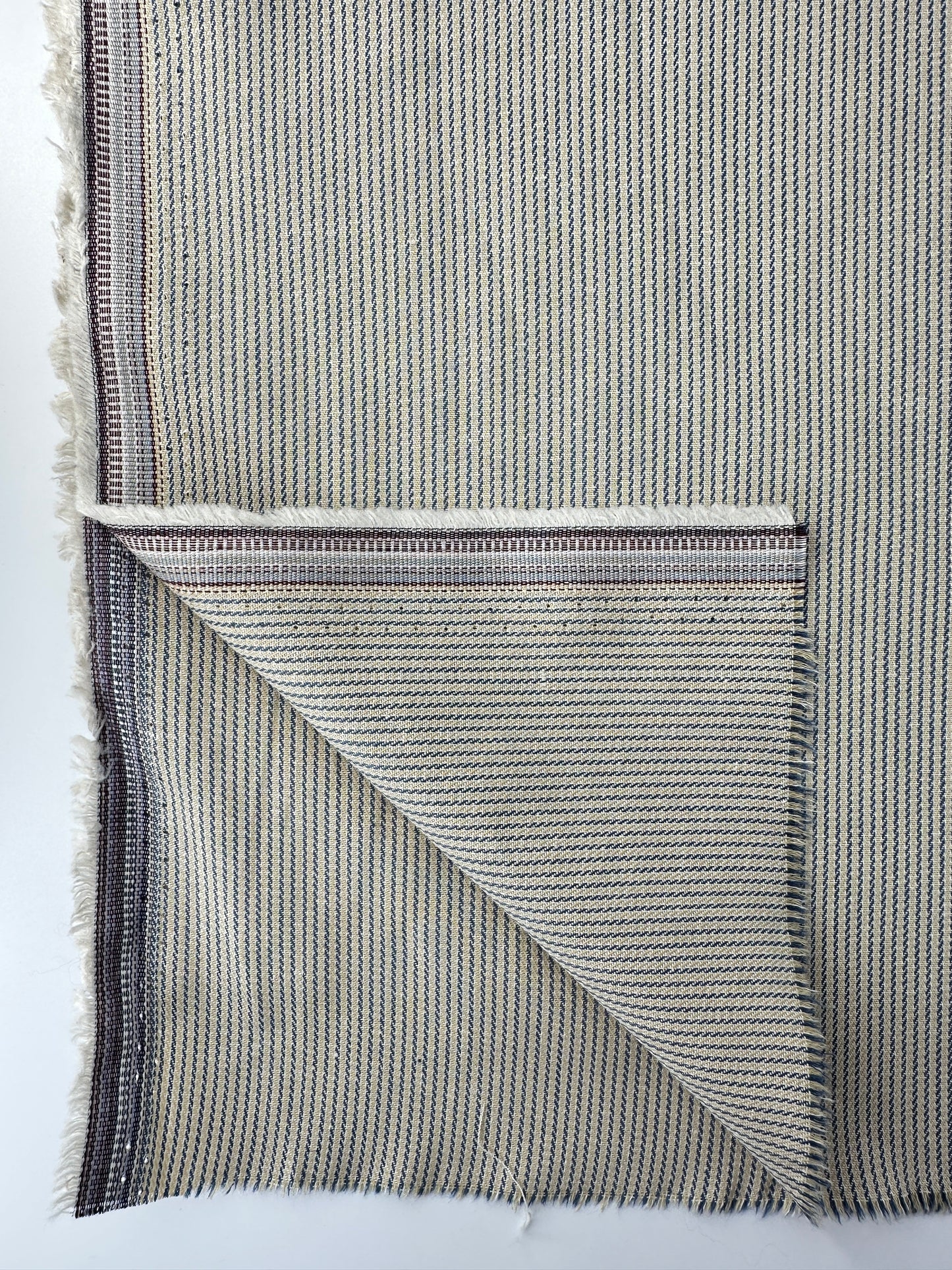 Cotton Mini Railroad Stripe, Beige/Indigo Blue, 4.7 oz