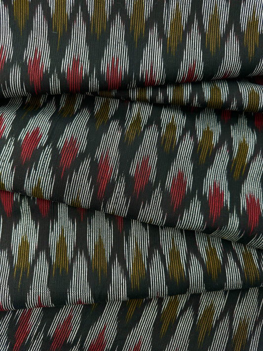 Handloom Ikat, Flame Tips, Black/Red/Umber/White