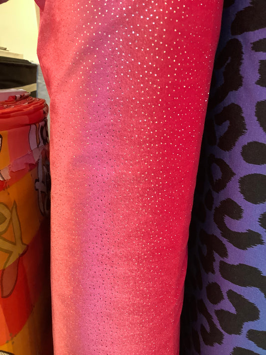 Polyester/Spandex Stretch Velvet, Pink with Lurex