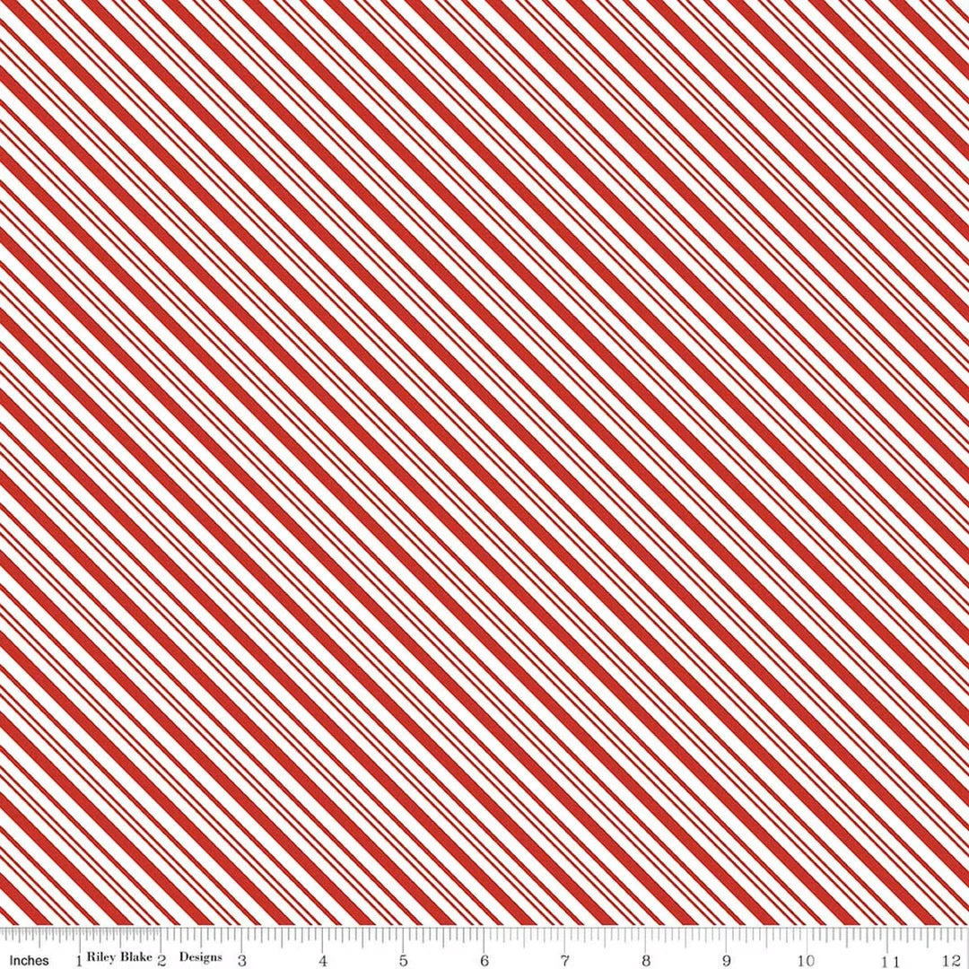 Riley Blake Cotton Sheeting, A Perfect Winter Stripes - Red