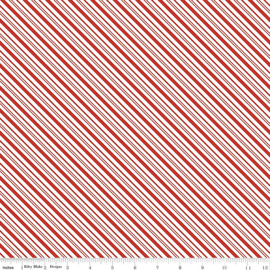 Riley Blake Cotton Sheeting, A Perfect Winter Stripes - Red