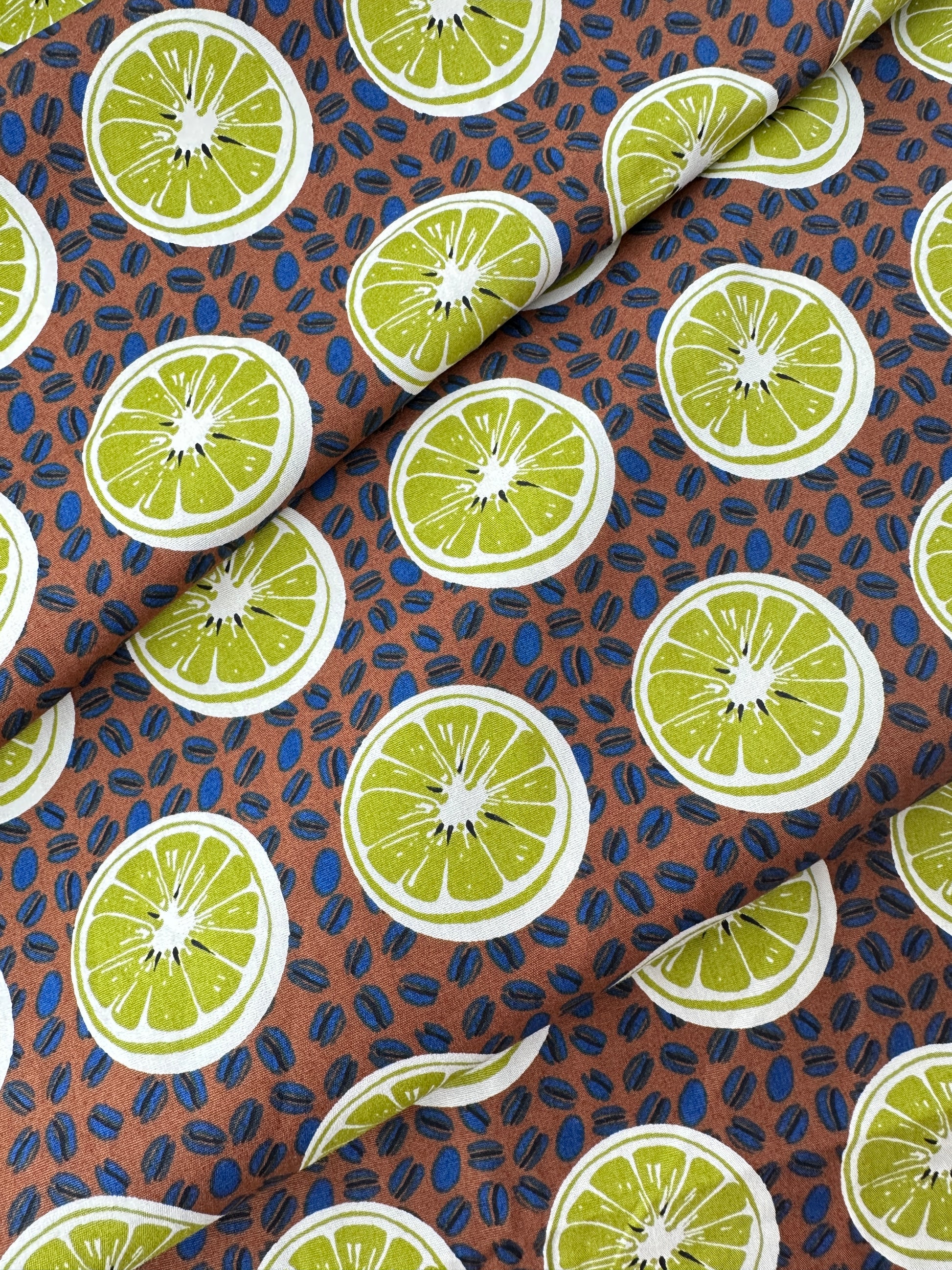 Sevenberry Cotton Poplin, Citrus Coffeebeans – Kelly Green