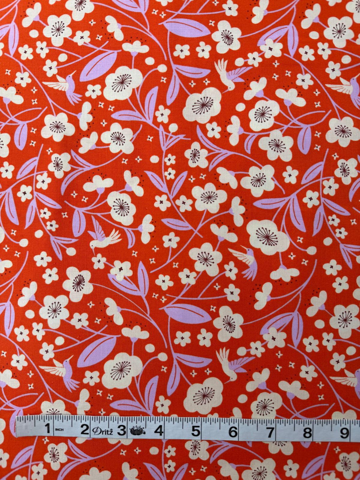Ruby Star Society Cotton Sheeting, Persimmon - Blossoms - Warm Red