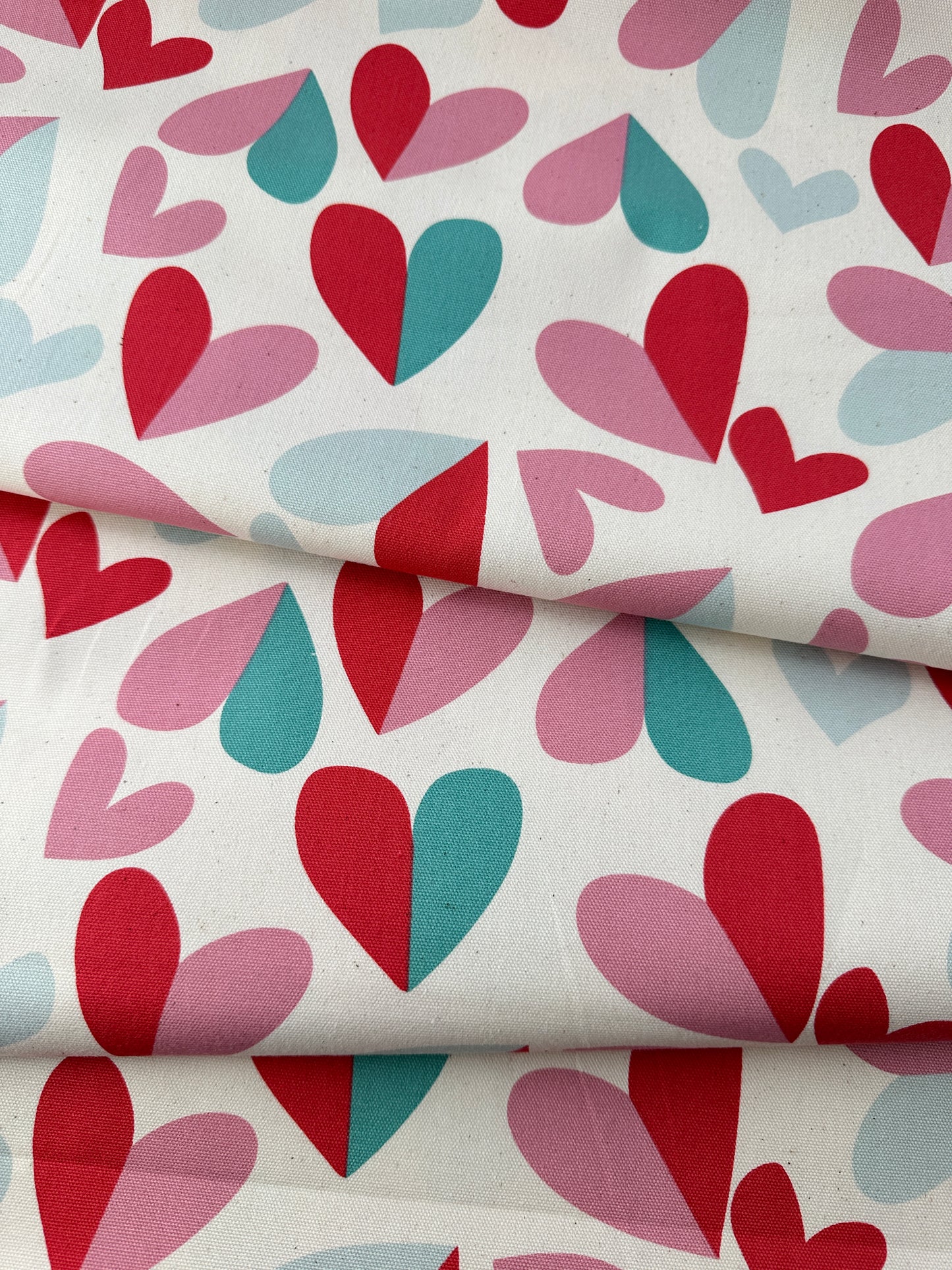 Kokka Cotton Oxford, Retro Charm Hearts – Creme