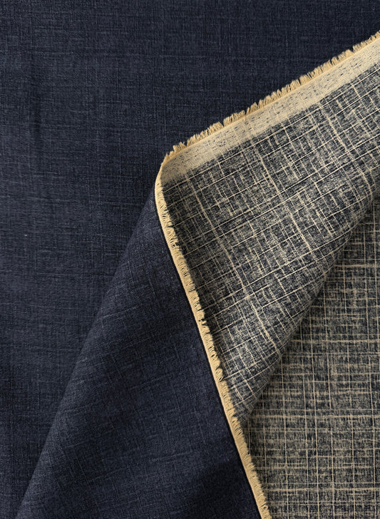 Kokka Cotton Dobby, Tsumugiya Plain - Navy