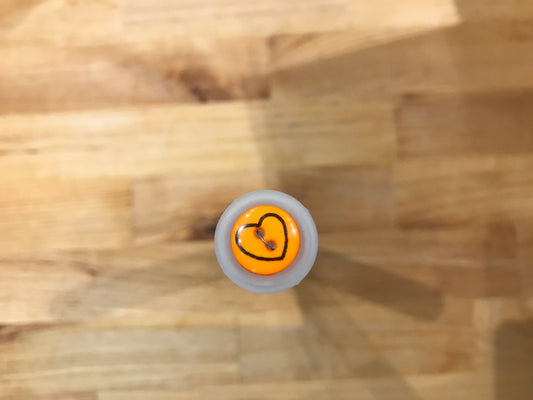 Orange with black outlined heart 13mm