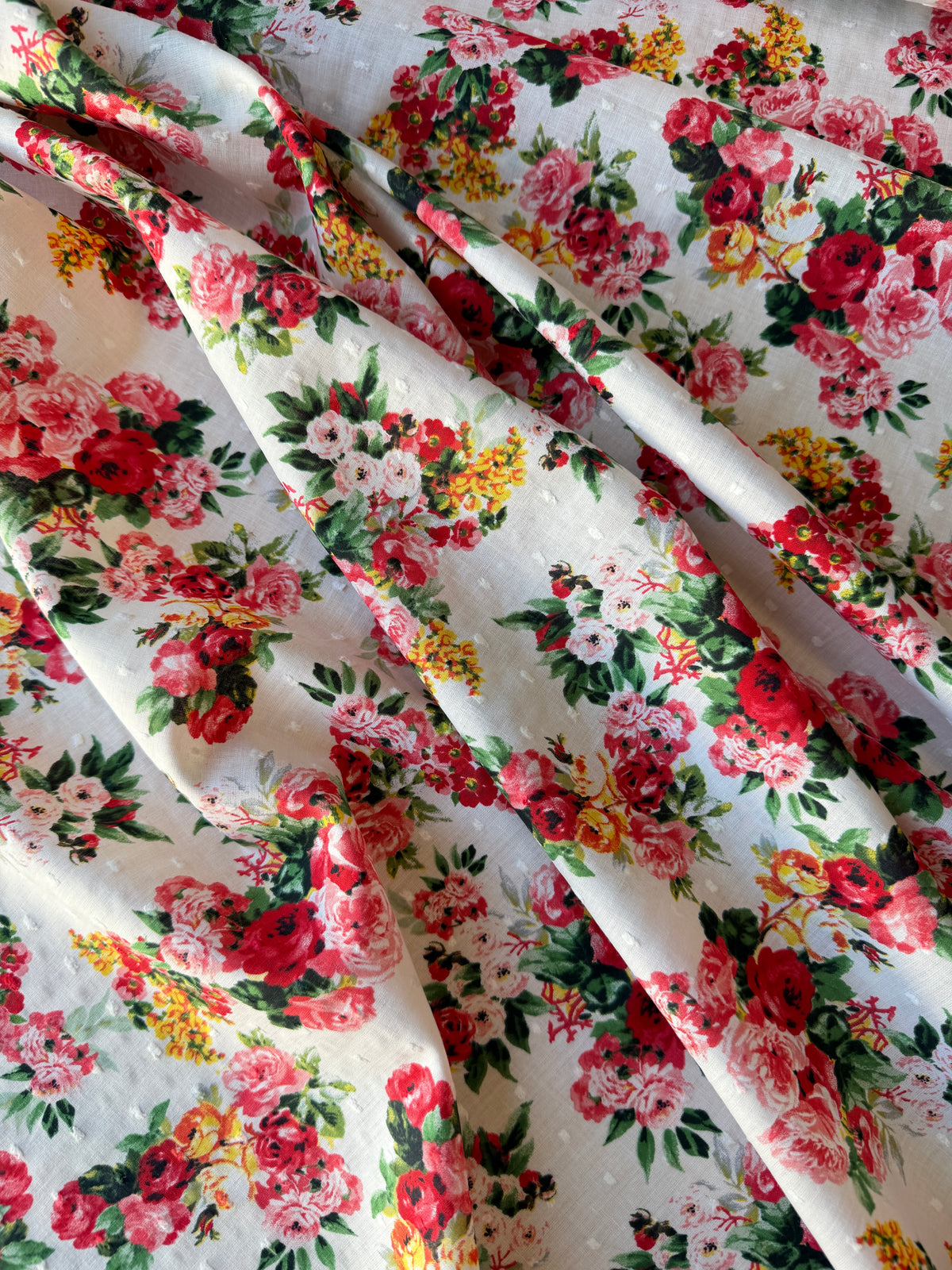 Cotton Lawn, Swiss-dot Floral