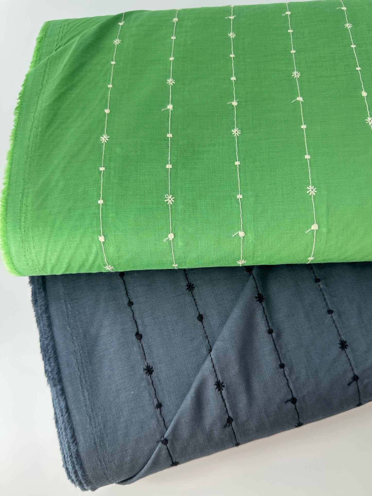 Japanese Embroidered Cotton, Vertical Stripe – Charcoal Gray