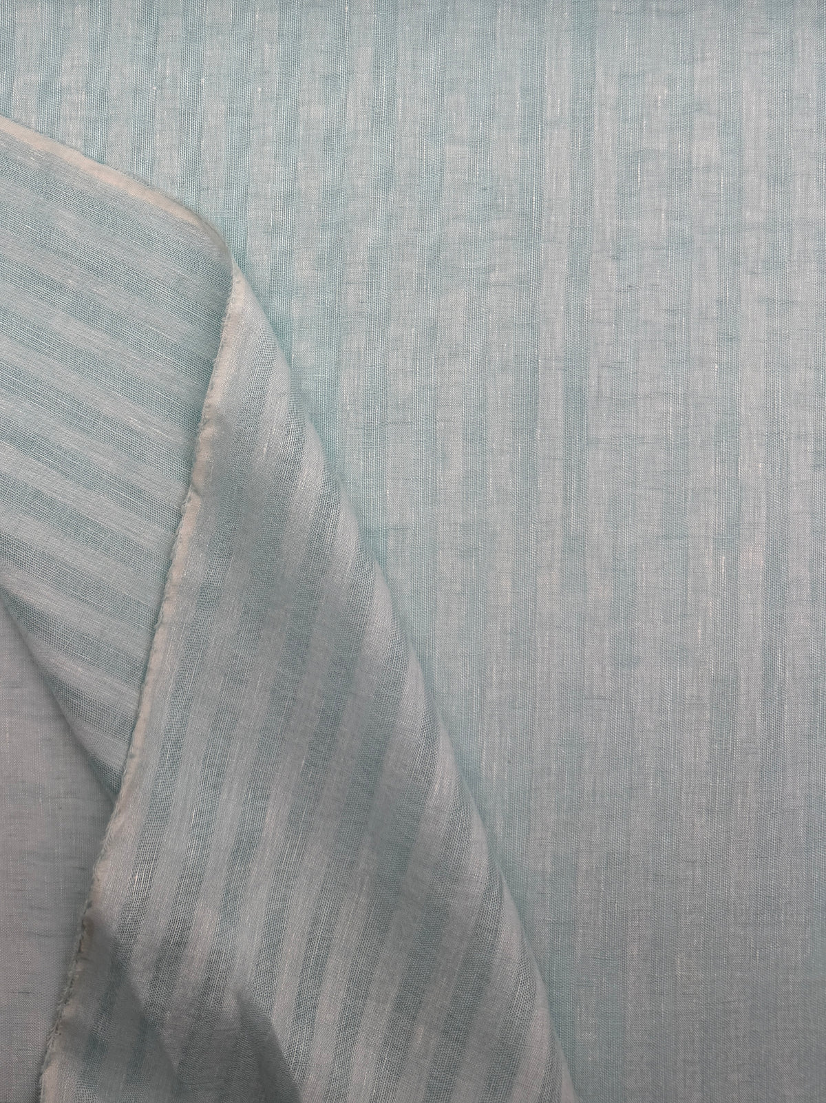 Linen Lawn Sheer Vertical Stripe - Pale Aqua