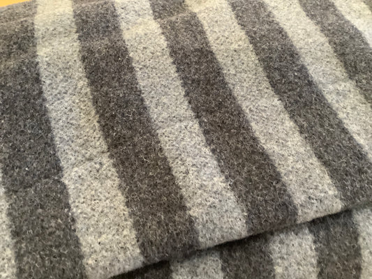 Italian Wool, Striped Melton, Indigo/Medium Blue