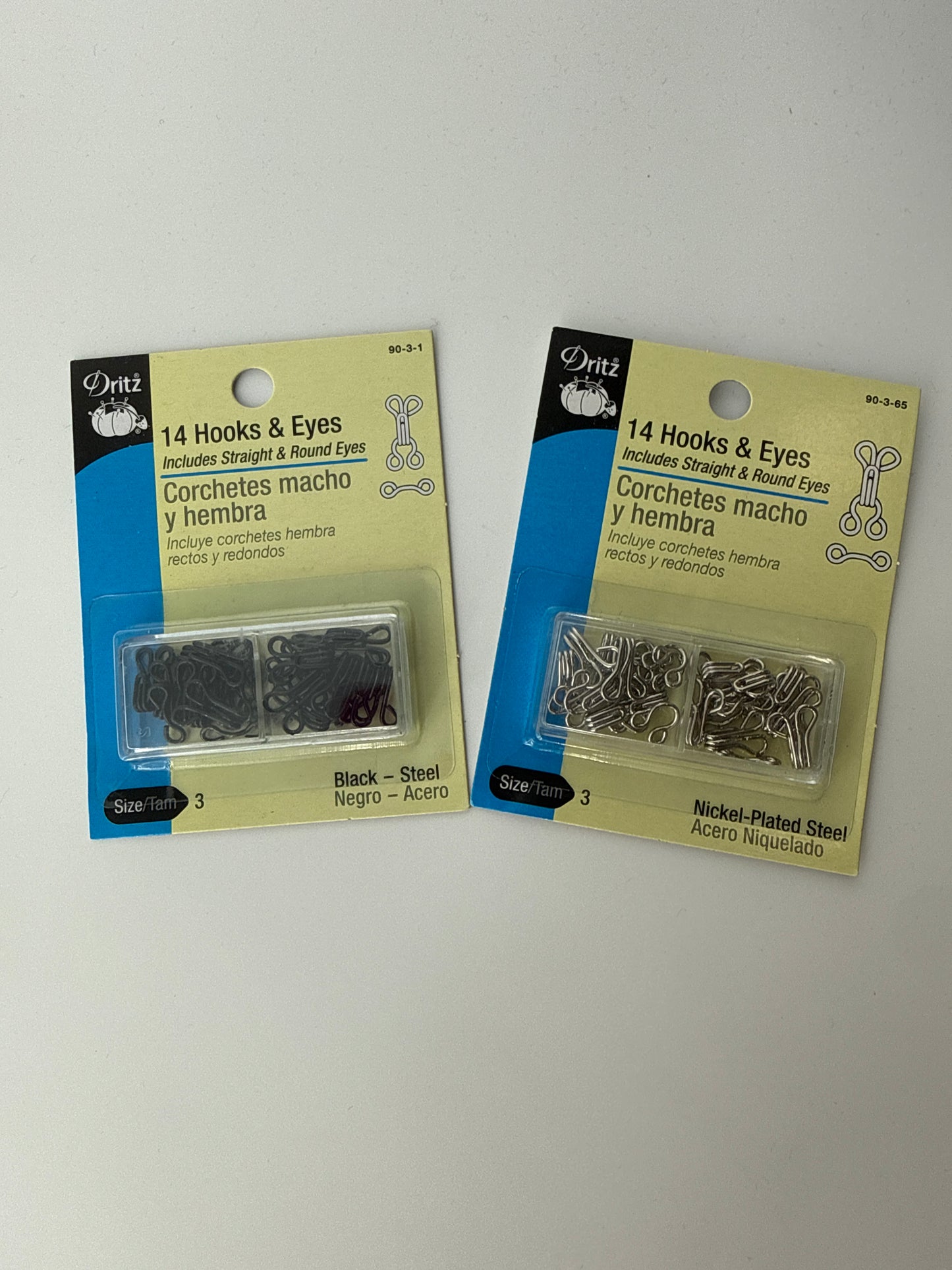 Hook & Eye Closures, Size 3, 14 sets