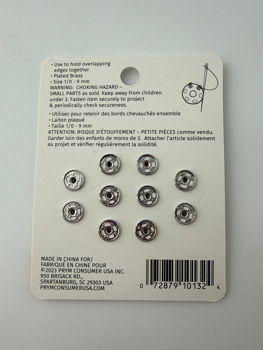 Dritz Sew-On Snaps, Nickel, 9mm