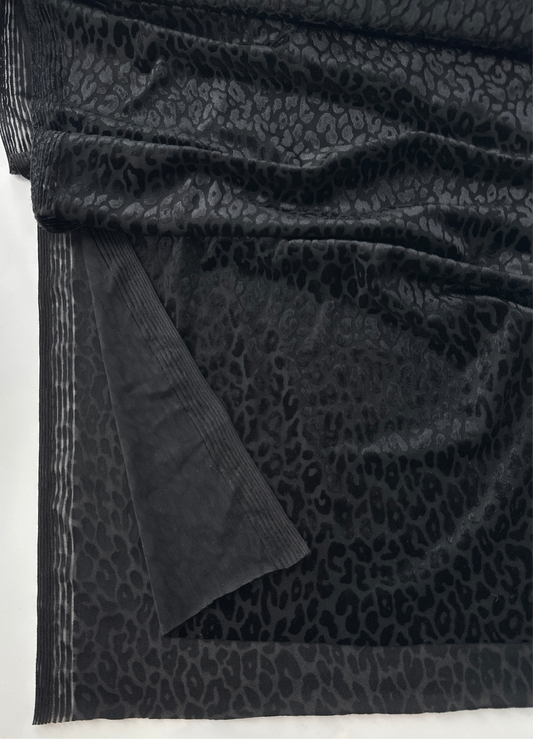 Polyester/Spandex Knit, Stretch Velvet, Embossed Leopard