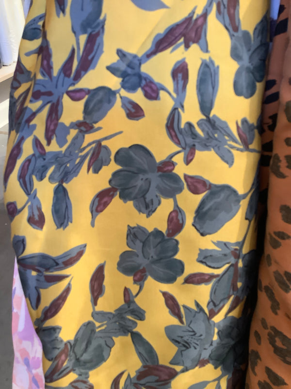 Rayon/Viscose Prints, Silky Handfeel – Silver/Merlot