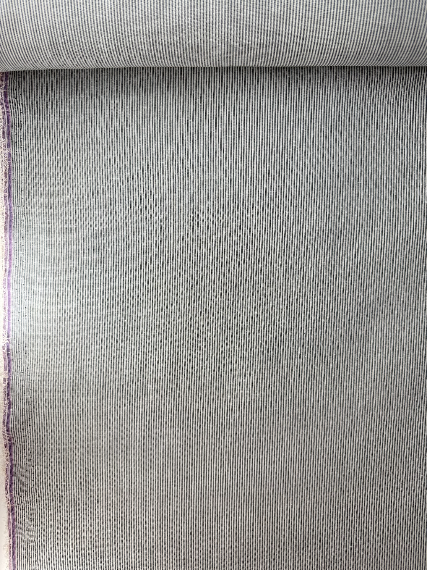 Cotton Shirting, Midnight/White Mini Stripe
