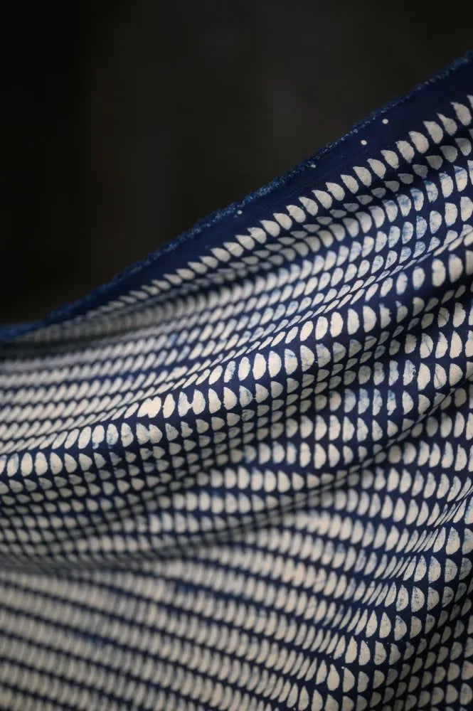 Merchant & Mills, Indian Cotton Block Print, Indigo Semi Circle