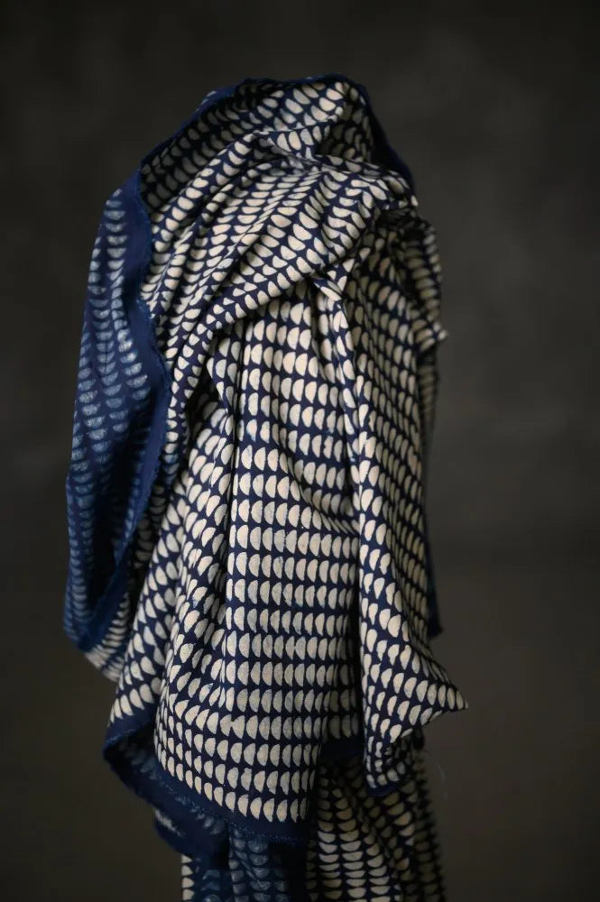 Merchant & Mills, Indian Cotton Block Print, Indigo Semi Circle