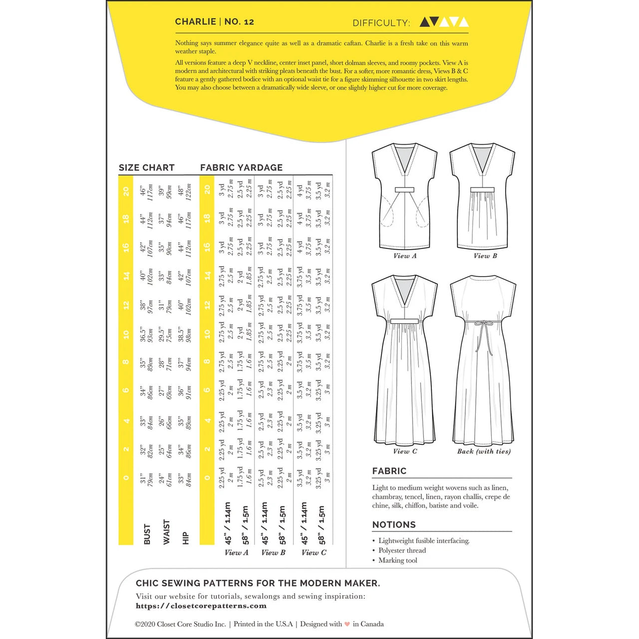 Closet Core Charlie Caftan, Size 0-20