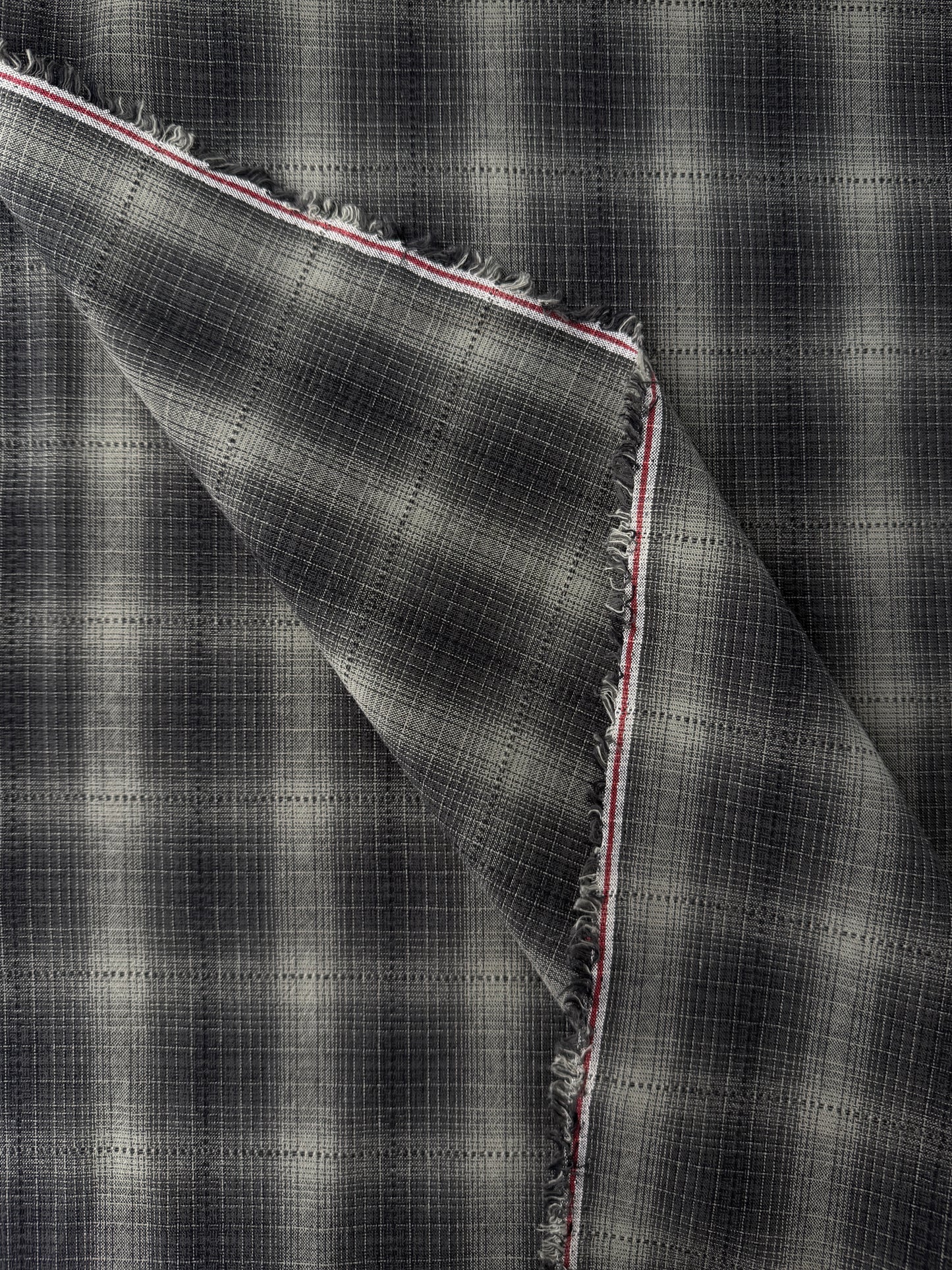 Japanese Cotton Yarn Dye Shirting, Olive Ombre Plaid
