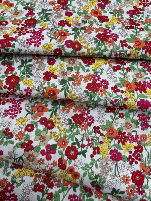 Kokka Cotton Lawn, Happy Floral - Ivory