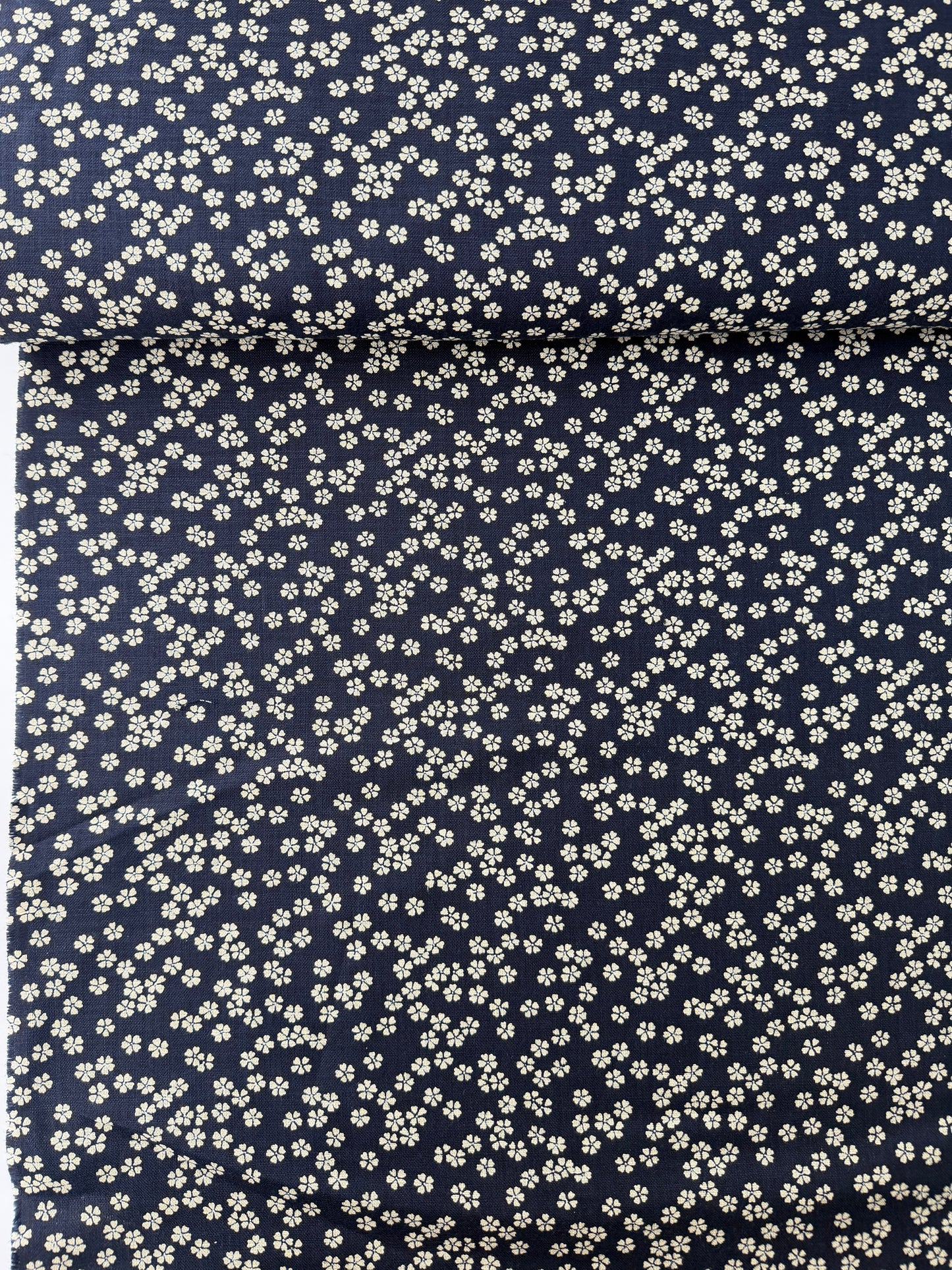Sevenberry Cotton Sheeting, Cherry Blossoms - Rich Blue