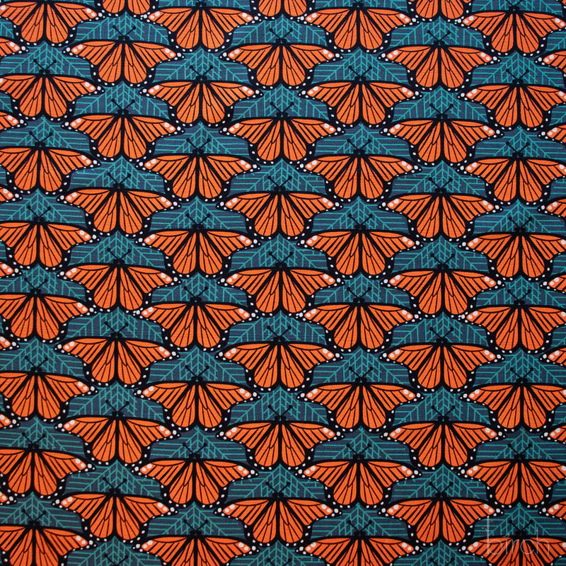 Birch Organic Cotton, Monarch Butterflies Barkcloth
