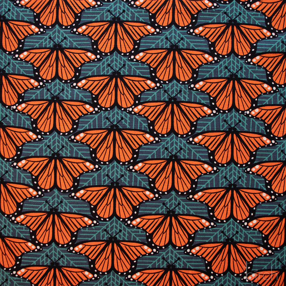 Birch Organic Cotton, Monarch Butterflies Barkcloth