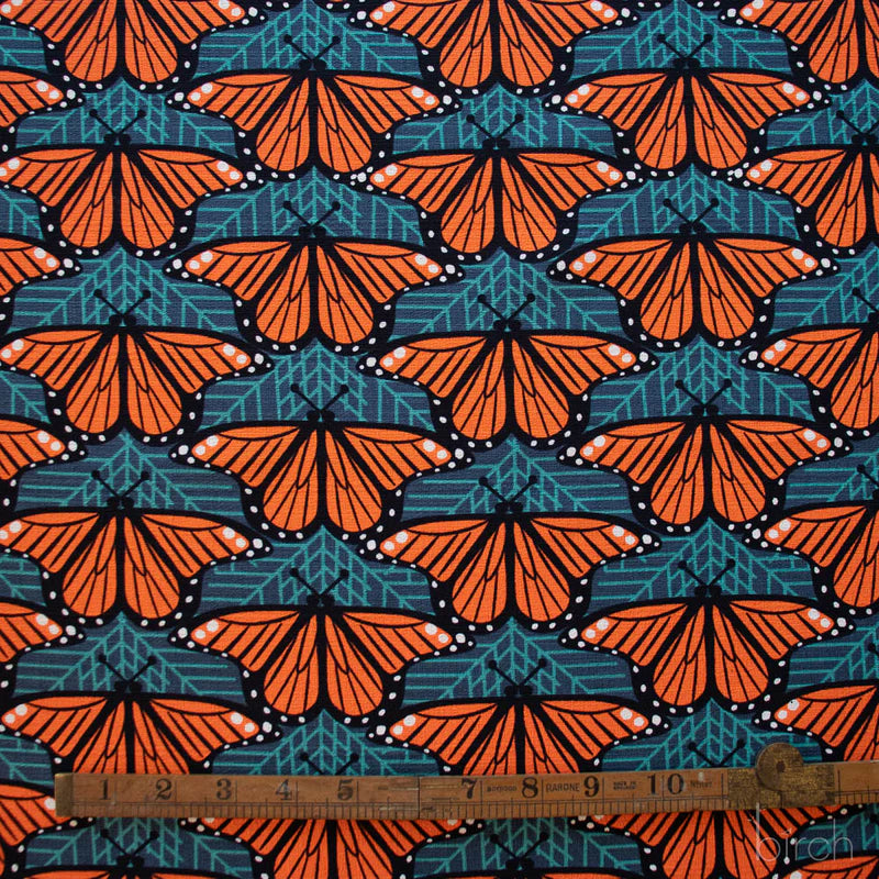 Birch Organic Cotton, Monarch Butterflies Barkcloth