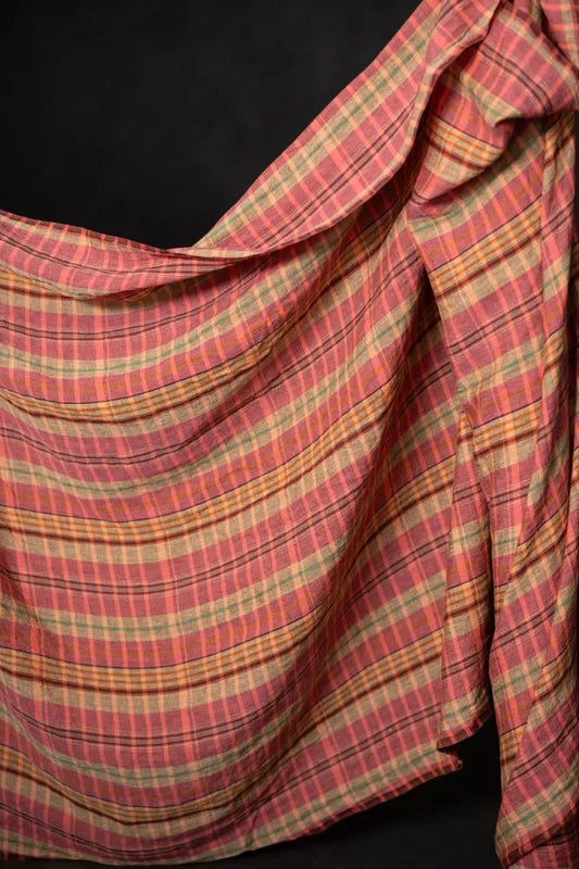 Merchant & Mills Laundered Linen, Liquorice Pink Check