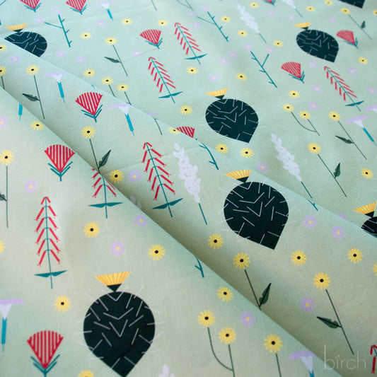 Birch Fabrics, Premium Organic Cotton, Charley Harper Canyon Flower Field