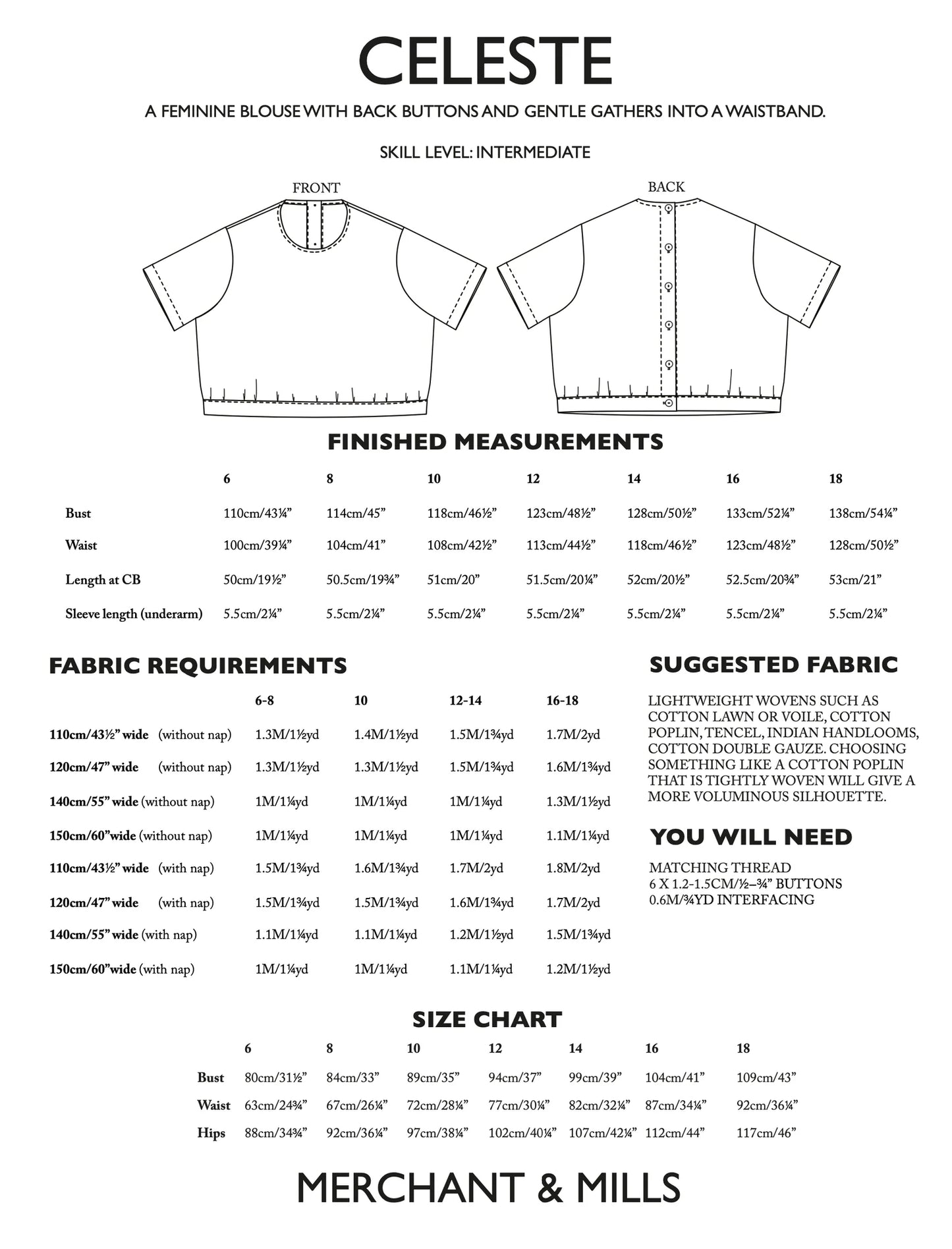 Merchant & Mills, Celeste Top UK Size 6-18