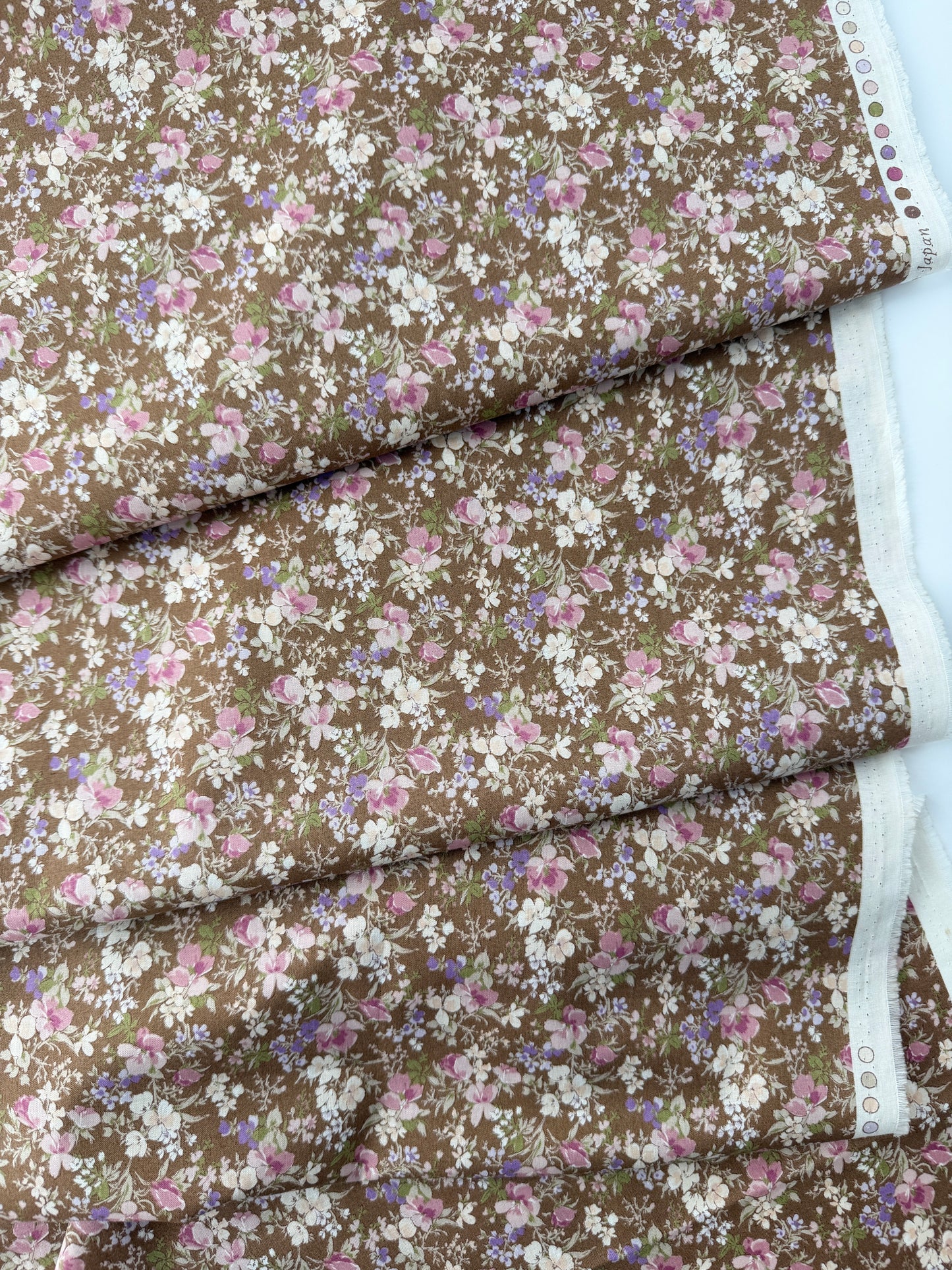 Sevenberry Cotton Lawn, Nostalgic Floral - Cocoa