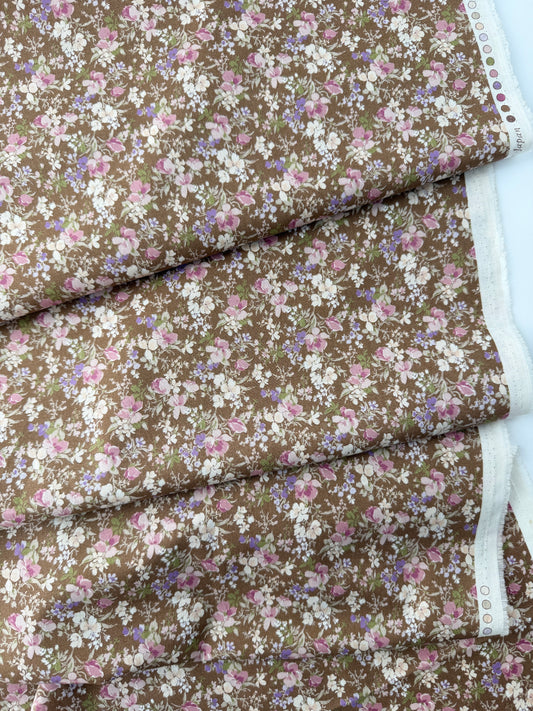Sevenberry Cotton Lawn, Nostalgic Floral - Cocoa