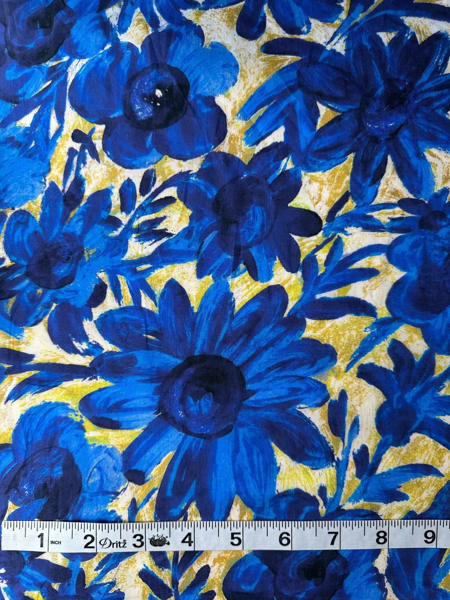 Cotton Poplin, Blue Floral Print